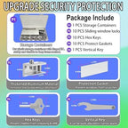 Window Locks,10 Sets Sliding Window Locks with Key, Window Locks for Up and Down Windows,Easy to Install Vertical & Horizontal Window Security Locks,Adjustable Aluminum Window Stopper Lock(Silver)