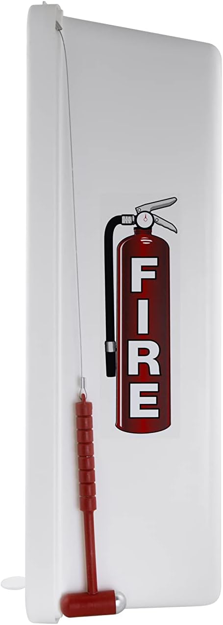Fire Extinguisher Cabinet Fire Extinguisher Box Outdoor Fire Cabinet Mounted Fire Extinguisher Cabinet Fire Extinguisher Cover (White with Hammer Attachment, Rx350, Plastic, 10 Pounds, 10, AKA1)