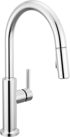 Delta Nicoli Chrome Kitchen Faucet with Pull Down Sprayer, Modern Single Hole Kitchen Sink Faucet, Single Handle, Chrome 19867LF
