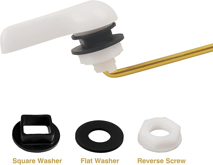 Toilet Handle Replacement Kit, 2-Pack Toilet Lever Flush Handle, Toilet Flusher Handle Lever with Stainless Steel Flapper Chain, Front Mount Toilet Trip Levers Fit for Most Toilet Tanks, White