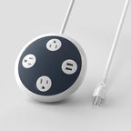 3 Multi Outlet Power Strip Surge Protector with 2 Quick USB Charging Ports, OviiTech Round Desktop Charging Station,UFO Shape, ETL Certified, Black and White