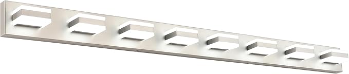 SOLFART Bathroom Light Fixtures Brushed Nickel Vanity Lights for Bathroom Above Mirror, 8 Light Led Lighting Fixture, Nickel Vanity Light, 61 Inch Vanity Light Over Mirror