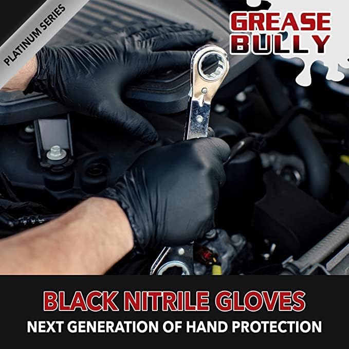 DENCO DISTRIBUTING, INC. Grease Bully Nitrile Gloves - 6MIL - Black - Powder & Latex Free - 1000 Count - 10 Boxes