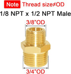 Joywayus 2PCS 1/2" NPT Male x 1/8" NPT Male Hexagon Brass Pipe Fitting Adapter