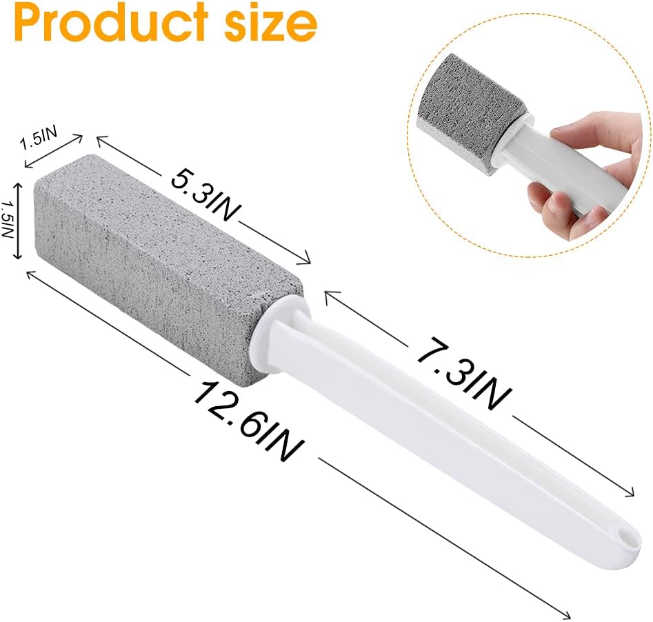 2 Pack Toilet Cleaner Hard Water Build up Remover with Ergonomic Handle, Toilet Bowl Stain Ring Remover, Pumice Cleaning Stone with Handle for Kitchen/Bathroom/Pool/Household Cleaning
