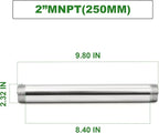 TAISHER 1PCS Stainless Steel Pipe Fittings, 2" NPT Male x 2" NPT Male Threaded, 10" Length Nipple Cast Pipe