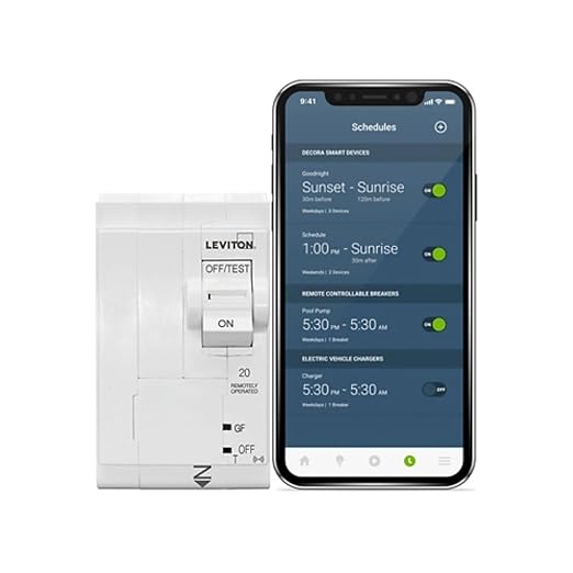 Leviton 2nd Gen Smart Circuit Breaker with Remote Control, GFCI, 2-Pole 20 Amp, 120/240-Volt and 120/208-Volt, 10kA Interrupt Rating, LB220-GST