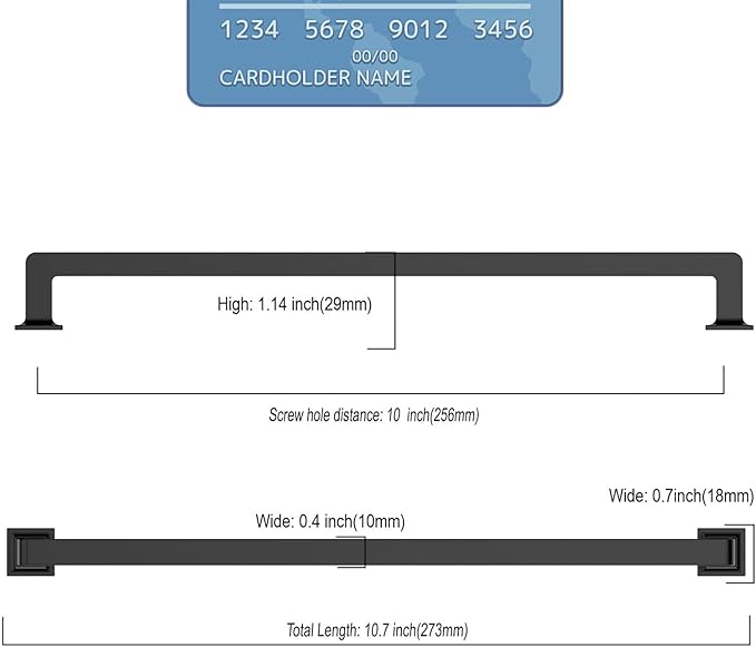 FILTA Cabinet Handles 10 Inch 6 Pack Matte Black Cabinet Pulls for Kitchen Metal Drawer Pulls Modern Cabient Hardware Cupboard Handles