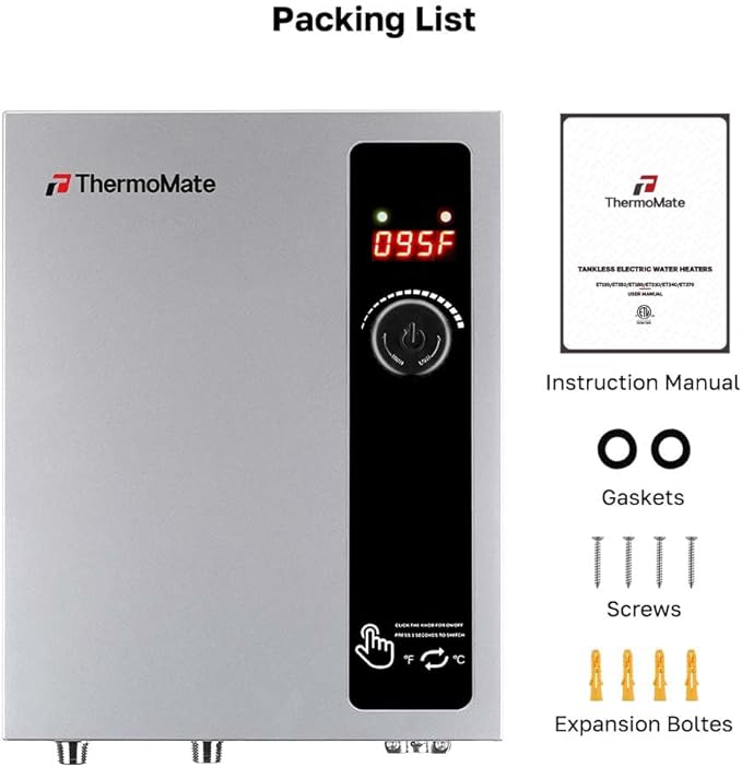 Tankless Water Heater Electric 18kW at 240 Volt, ThermoMate On Demand Instant Hot Water Heater Up to 4.4GMP, Self-Modulating Energy Saving for Residential Indoor Shower, Draw 76Amp