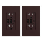 ELEGRP USB Outlets Receptacles, 3-Port Wall Outlet, 30W 6.0A Electrical Outlet, 15 Amp Tamper-Resistant Outlet with Type C Ports, UL Listed, Wall Plate Included, 2 Pack, Matte Brown