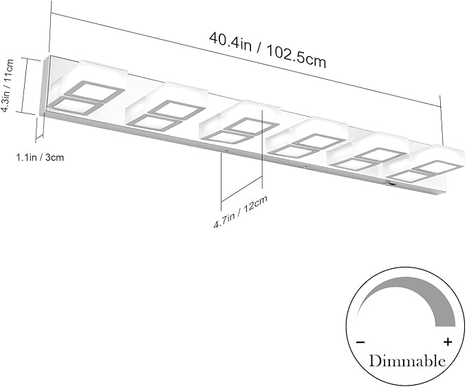 Ralbay Modern Chrome Bathroom Vanity Lights 5 Color Temperature 6 Lights Dimmable Acrylic Modern LED Bathroom Vanity Lighting Fixtures Chrome