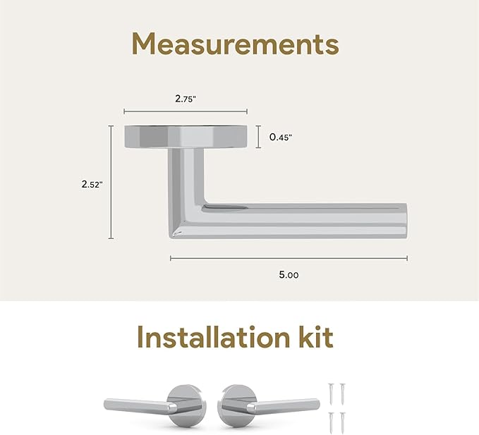 Mega Handles Ronn Dummy Door Handles - 4 Pack Heavy Duty Chrome Door Handles, Non-Turning Door Handle for Closet & French Doors, Single Side, Fits All Standard Doors - Polished Chrome