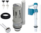 2-Inch Dual Flush Valve Repair Kit for 2-Piece Top-Flush Toilets, Includes 8" Height Flush Valve, 1.4" Threaded Button, Fill Valve, Gasket, Bolts