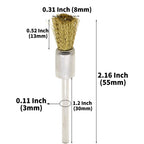 20PCS Brass Wire Brushes - Metal Rust Removal, Cleaning, and Polishing - 8mm Diameter, 1/8″ (3mm) Shaft - Removes Burrs, Dust, and Oxide Layer - Handles Rough Surfaces - Rotary Tool Accessories
