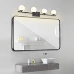 New Bathroom Vanity Light Fixtures Matte Black Milk White Globe Glass Shade 4 Lights Modern Wall Bar Sconce Over Mirror(4 lights-35.43inch)
