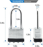 Keyed Alike Laminated Steel Padlocks with Long Shackle for Sheds, Fences & Lockers (60-Pack)