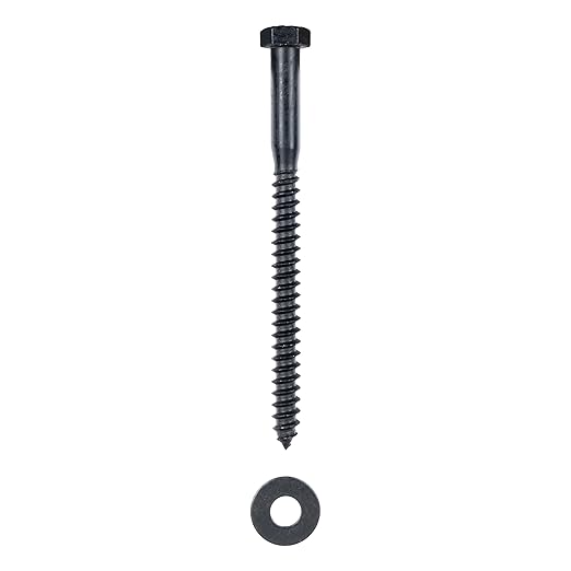 5/16 x 5 (50 Pack) Lag Screw Kit, 50 Screws and 50 Washers, Ceramic Black Ruspert Coating for Exterior Use, Meets ASTM A307 and ASME B18.2.1, Industrial/Commerical Grade by Makers Bolt