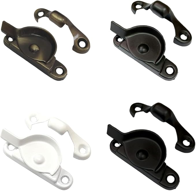 QCAA Zinc Die Cast Window Sash Lock, Matte Black, 4 Pack, Made in Taiwan