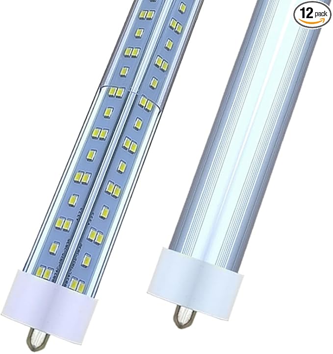 8Ft Led Ballast Bypass Bulbs Single Pin 144W, F96t12 Replacement Single Pin FA8 8 Foot Led Shop Lights, T8 T0 T12 Tube Lights 6500K Clear Cover NO RF FM Interference 12PACK
