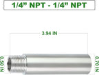TAISHER 2PCS Stainless Steel Pipe Fittings, 1/4" NPT Male x 1/4" NPT Female Threaded, 4" Length Nipple Cast Pipe