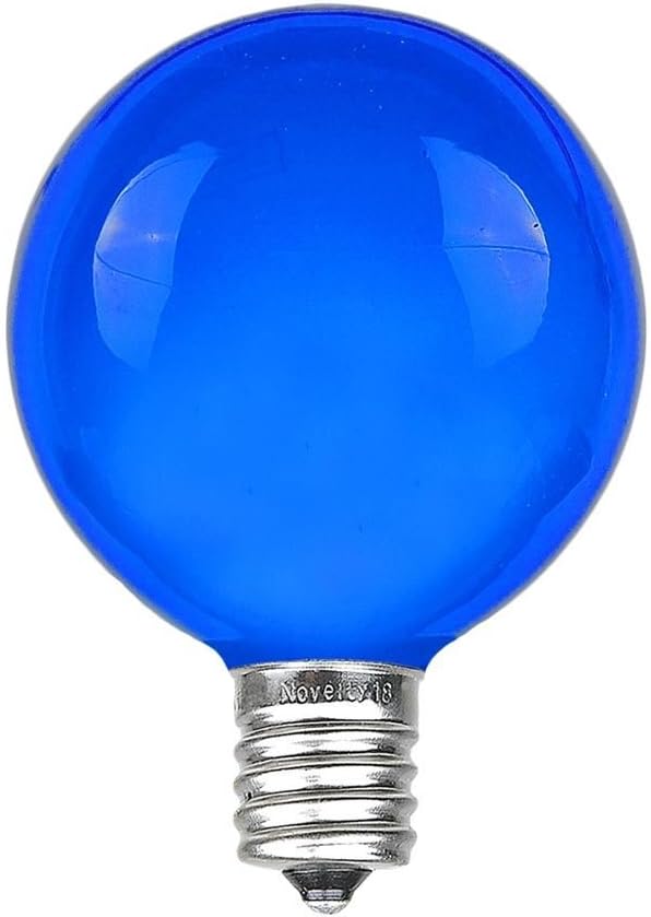 Novelty Lights 25 Pack G40 Blue Outdoor Globe Bulbs, Light Bulbs Glass Incandescent Bulbs with 3000 Hour Lifespan, Globe String Lights Replacement Bulbs