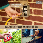 10 ft Heavy Duty Extension Cord with 3 Outlets, SJTW 10/3 Outdoor Extension Cord with Multiple Outlets 10ft with 3 Prongs Lighted Plug, 10ga Weatherproof Electric Cord, American Owned