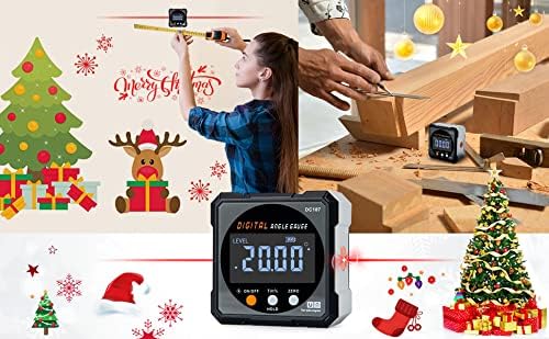 Digital Angle Finder with Electronic Laser - 4-side Strong Magnetic Angle Gauge, Cube Inclinometer with Backlight, Table Saw Miter Protractor, Woodworking Measuring Tool, Level Box for Hanging
