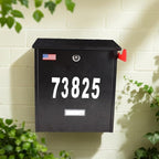 Wall Mount Locking Mailbox - Black Large Capacity Security House Numbers Mailbox - Waterproof Stainless Steel Vertical Drop Mail Box Outdoor with Keys