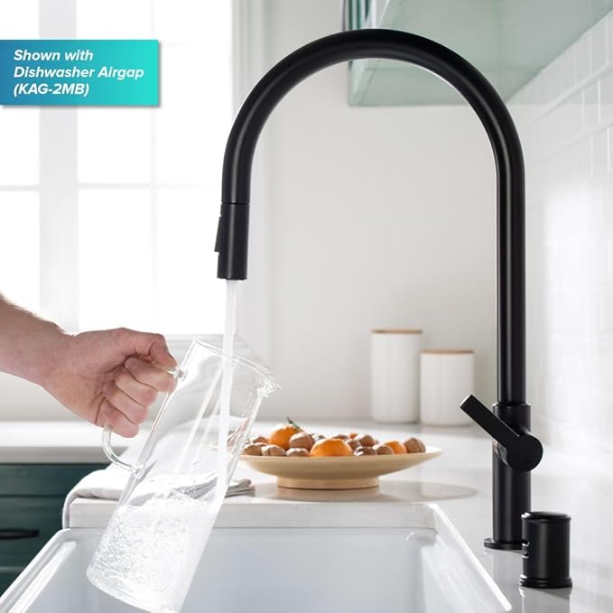 KRAUS Oletto High-Arc Single Handle Pull-Down Kitchen Faucet in Matte Black, KPF-2821MB