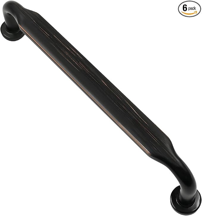 Alzassbg 6 Pack Oil Rubbed Bronze Cabinet Handles, 5 Inch(128mm) Hole Centers Arch Modern Cabinet Pulls Kitchen Cabinets Hardware for Cabinets and Drawers AL3503ORB