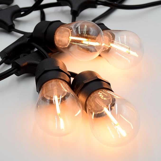 Hometown Evolution, Inc. E26 Commercial String Lights with 16 Gauge Wire (S14 LED Plastic, 24 Foot 12 Socket)
