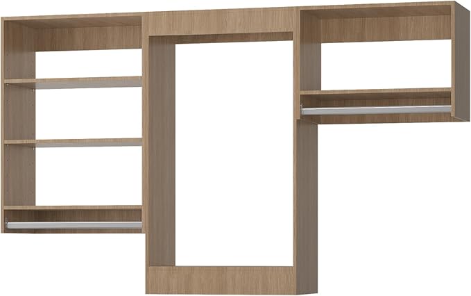 Modular Closet, 72" Wooden Tower with Shelving for Walk In Closets - Wall Mounted Bedroom Wardrobe Organizer