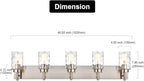 BONLICHT Transitional Vanity Lighting Fixtures Brushed Nickel with Clear Hammered Glass Shade,Farmhouse 5 Light Bathroom Lights Wall Sconces Contemporary Indoor Wall Mount Lights for Kitchen Sink