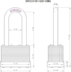12-Pack Keyed Alike Laminated Steel Padlocks, 1-3/4" Wide, Heavy Duty Long Pad Lock Set with Same Keys