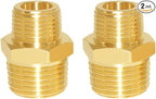 Joywayus 2PCS 1/2" NPT Male × 3/8" NPT Male Hexagon Brass Pipe Fitting Adapter