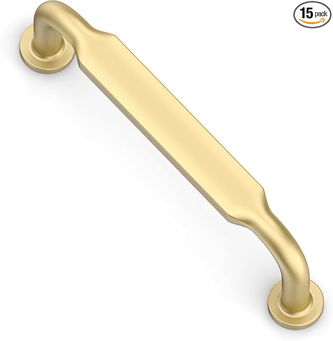 Alzassbg 10 Pack Matte Gold Cabinet Handles, 3-3/4 Inch(96mm) Hole Centers Arch Modern Cabinet Pulls Kitchen Hardware for Cabinets AL3503MGP