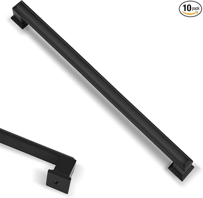 10 Pack 7.5 Inch(192mm) Hole Center Matte Black Modern Cabinet Pulls Kitchen Cabinet Handles Kitchen Cabinet Hardware Timeless Drawer Pulls for Dresser Cupboard Wardrobe, M-Black(7.5x10)