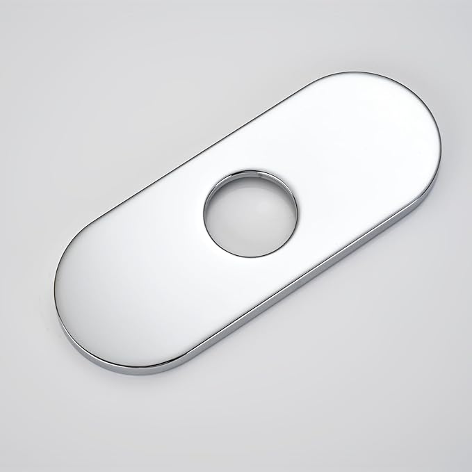 6 Inch Faucet Deck Plate for Bathroom Sink - Universal Fit for 1 Hole or 3 Hole 4 Inch Centerset Basins - Escutcheon Faucet Plate - Stainless Steel Faucet Hole Cover(Chrome)