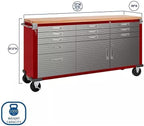 Heavy Duty 8-Piece Steel Garage Cabinet Storage Set with Rolling Workbench, 12 Feet Wide (Red)