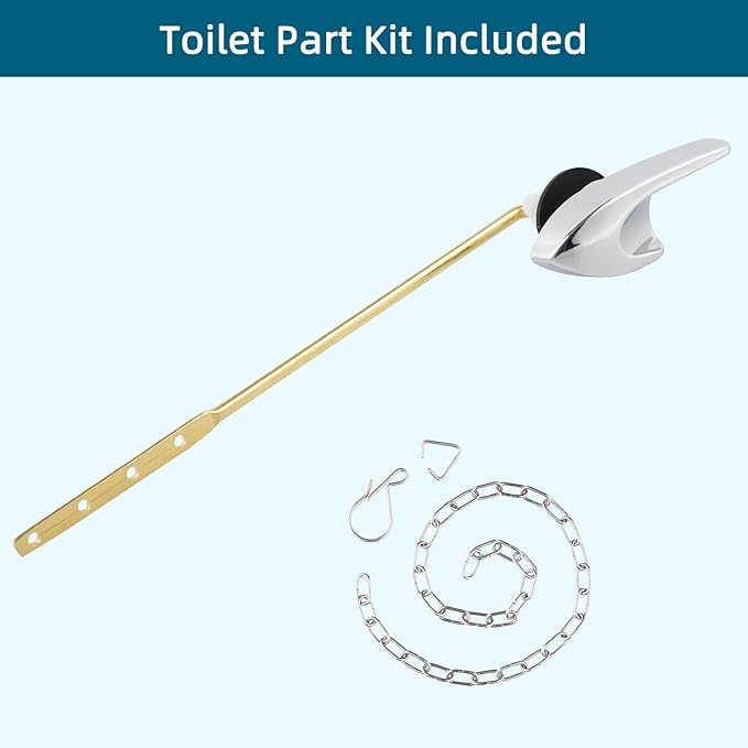 Universal Metal Front Mount Toilet Handle Replacement Kit Compatible with Kohler Toilet Tank Parts, Toilet Flush Lever Handle with Flapper Chains, Chrome