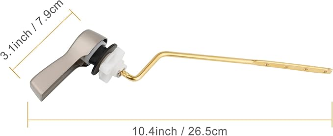 2 Pack Universal Side Mount Toilet Handle Angle-Mount Adjustable Trip Lever Tank Flush Lever Replacement Handle with 2 Pieces Stainless Steel Flapper Chains for Most Toilets - Brushed Nickel