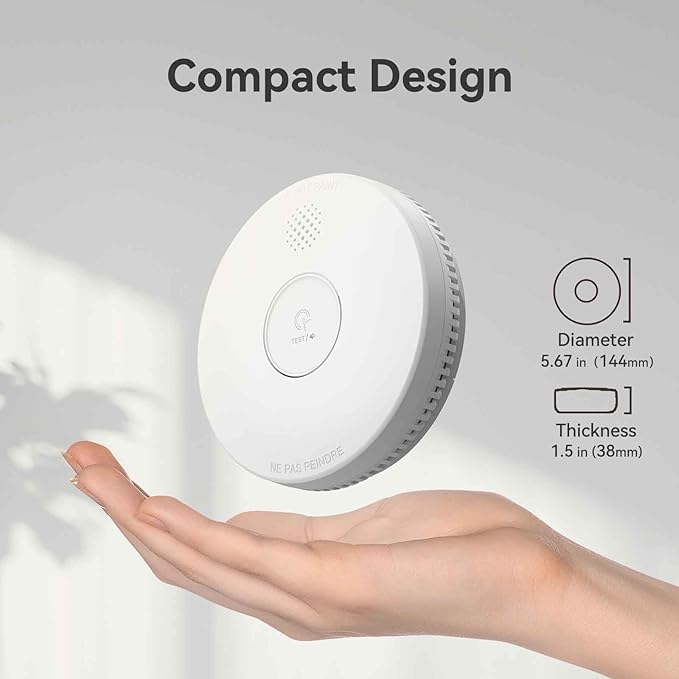 Jemay Smoke Detector, Photoelectric Smoke Alarm with 9V Backup Battery, Hardwired Interconnected Smoke Detector, Fire Alarm with Test/Silence Button for Home, 4 Packs
