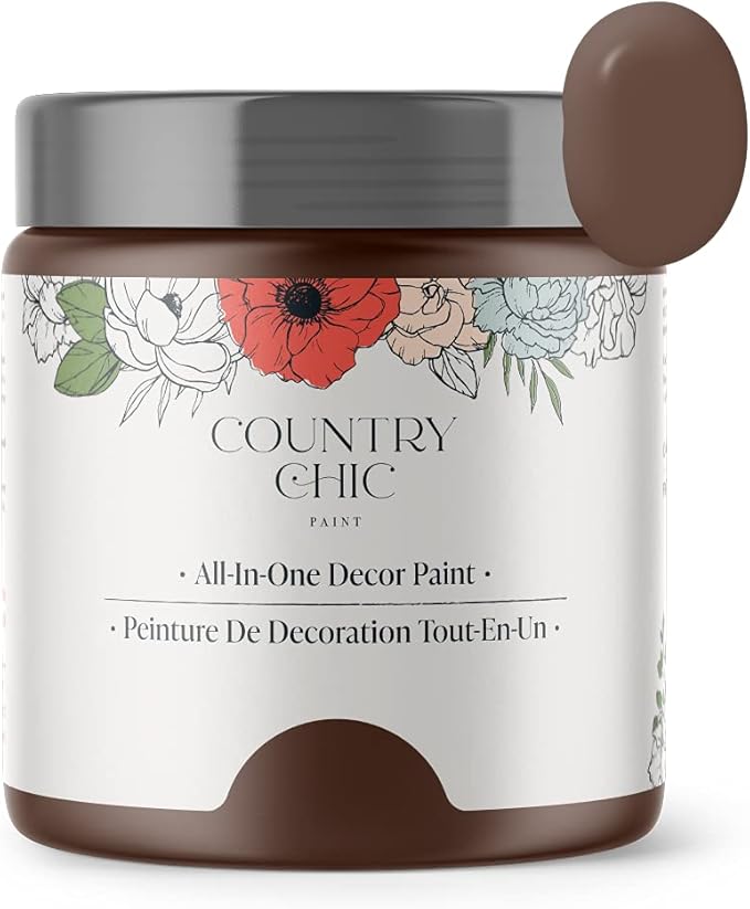 Country Chic All-in-One Chalk Paint for Furniture, Cabinets, Home Decor, Eco-Friendly, Matte Finish, Built-In Primer & Top Coat for Wood, Metal - Leather Bound (Chocolate Brown) - Pint 16 oz (475 ml)