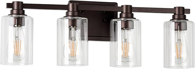 4 Lights Bathroom Lighting Fixtures Over Mirror Oil Rubbed Bronze Bathroom Vanity Light Fixture Farmhouse Vanity Light Vintage for Bedroom Living Room Hallway