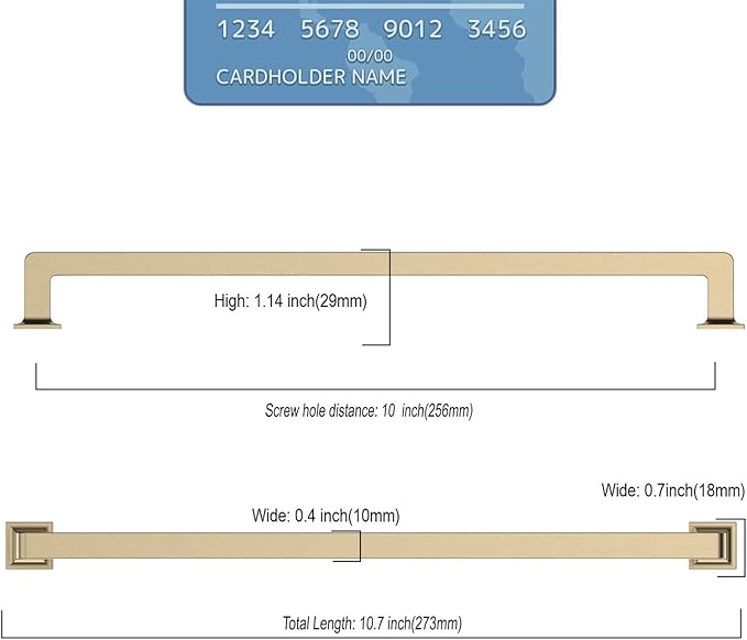 10 Pack 10 Inch Brushed Brass Cabinet Pulls - Gold Kitchen Handles