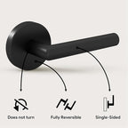 Mega Handles Ronn Dummy Lever & Lock Door Handle Set for Closet or French Doors Single Side, Non-Turning, Reversible Door Levers Fits All Standard Door Sizes, Screws Included - Matte Black (2 Pack)