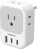 TESSAN Switzerland Travel Plug Adapter, Type J Switzerland Power Adapter with 4 Outlets 3 USB (2 USB-C), Swiss Plug for US to Rwanda Jordan Liechtenstein Madagascar, Travel Essentials