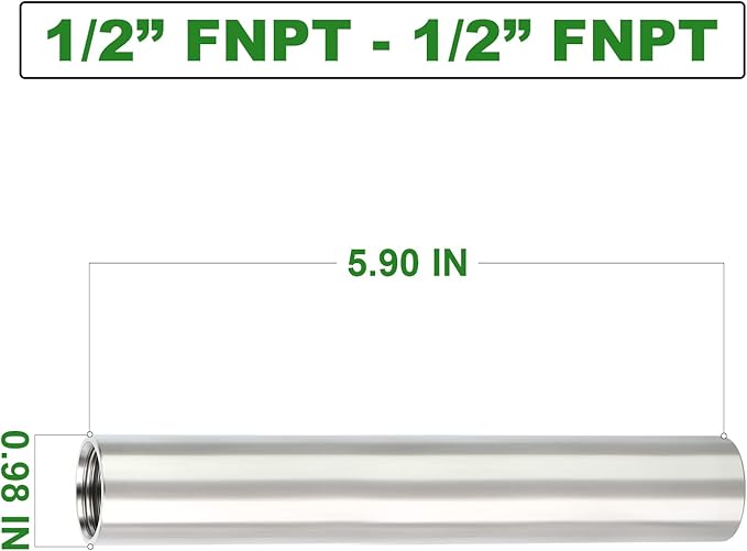 TAISHER 2PCS Stainless Steel Pipe Fittings, 1/2" NPT x 1/2" NPT Female Threaded, 6" Length Nipple Cast Pipe