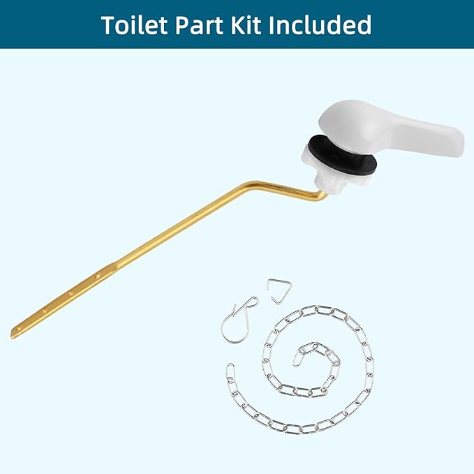 Hygie Rinse Metal Toilet Handle Replacement Kit Universal Side Mount Fit, Toilet Lever Compatible with American Standard/Glacier Bay/Gerber, Toilet Flush Handle with Flapper Chain, Chrome