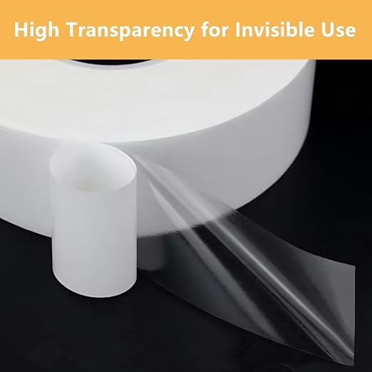 6mmx25M 2 Rolls Clear Thin Double Sided Tape Thin Clear Mounting Tape for Tablets Screen, LED Strips, Electronic Parts, Fabric, Arts Crafts Heat Resistant, Residue Free
